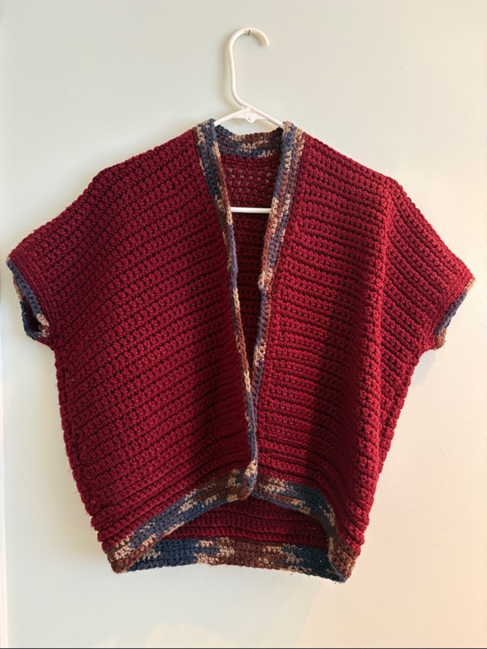 Cozy Burgundy Open-Front Crop Top Knit Sweater